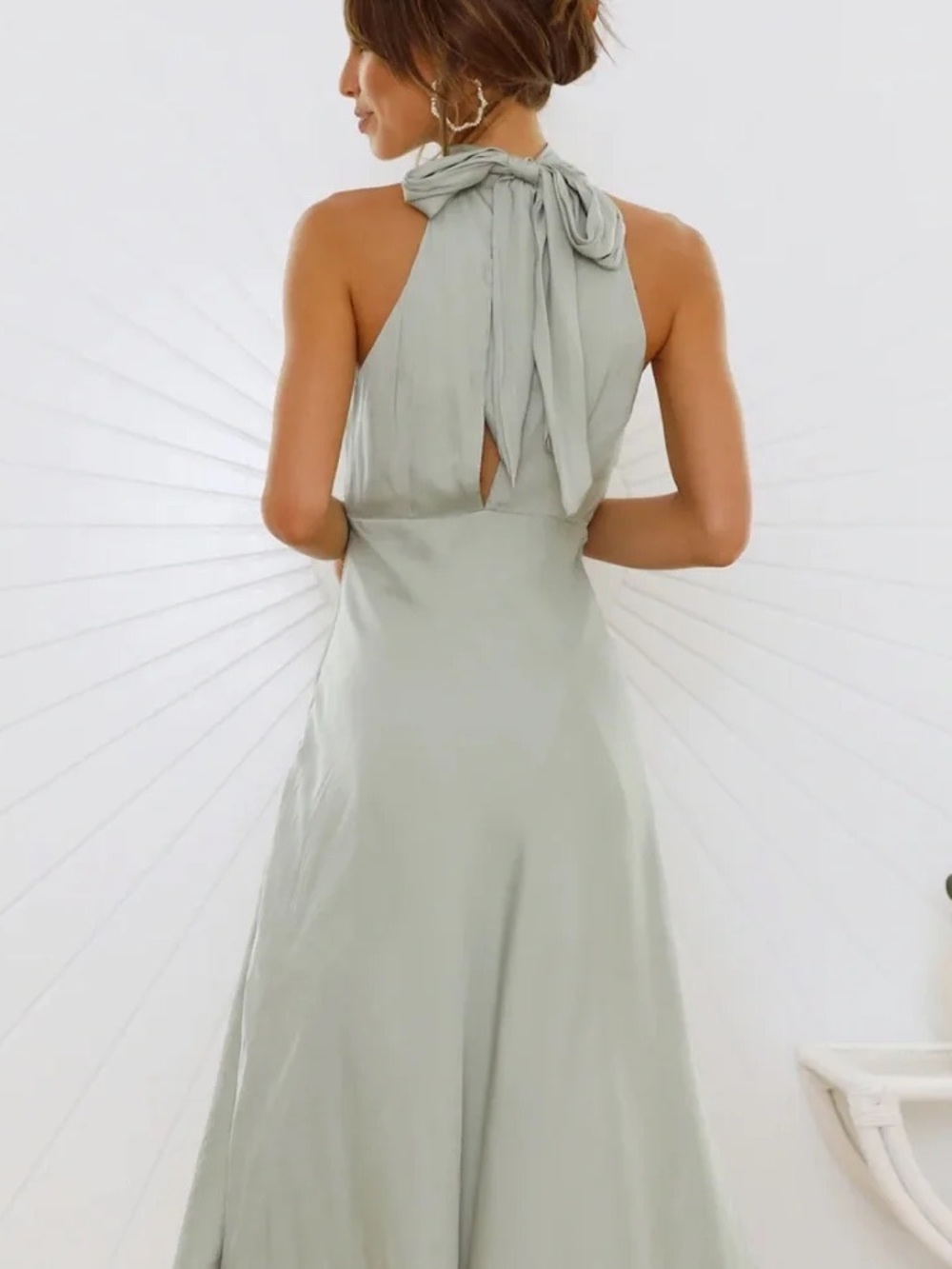 NWT Sage Green Halter Midi Dress - Picture 2 of 5